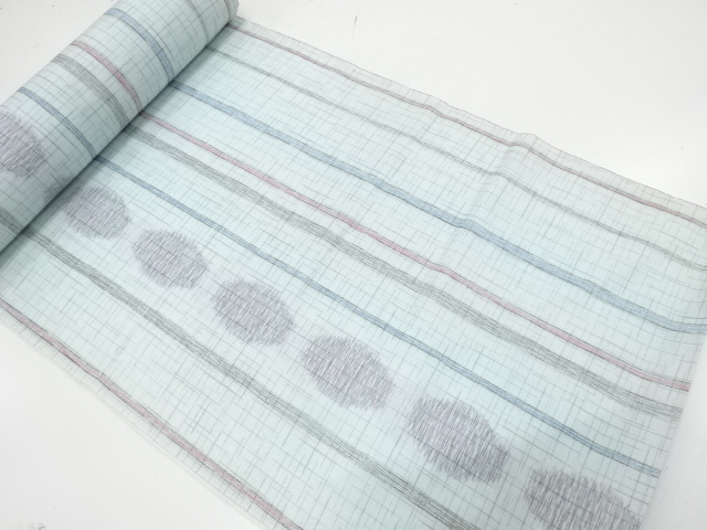 JAPANESE KIMONO / ANTIQUE BOLT FOR KIMONO / STRIPE & DOTS